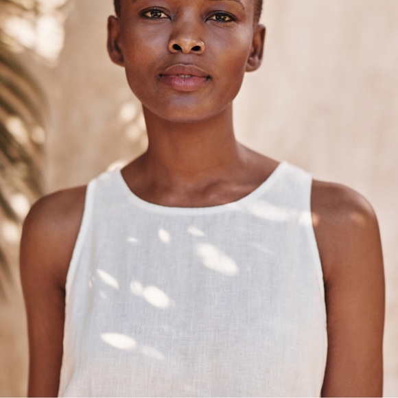 Garnet Hill Linen Fringe-Hem A-Line Dress white size 00 - Picture 2 of 11